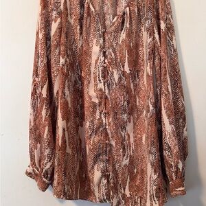 Nine West Brown Patterned Casual Shirt XXL